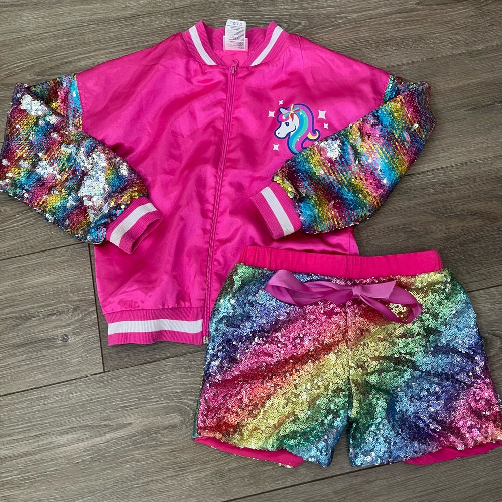 Jojo Siwa Sequin Kids jacket and shorts Set